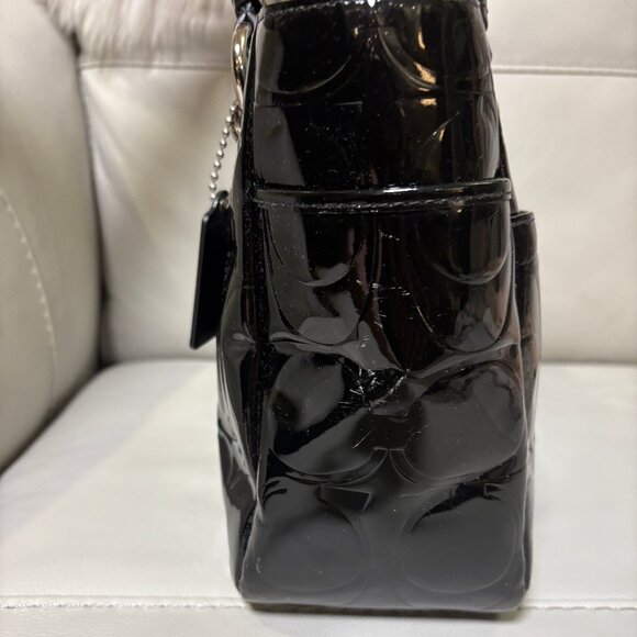 Coach Embossed Black Patent Leather Tote - Picture 4 of 13